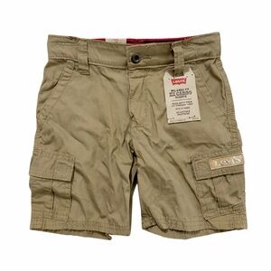 Levi’s Boys Cargo Shorts Size 4 Regular Khaki Relaxed Fit Adjustable Waist NWT